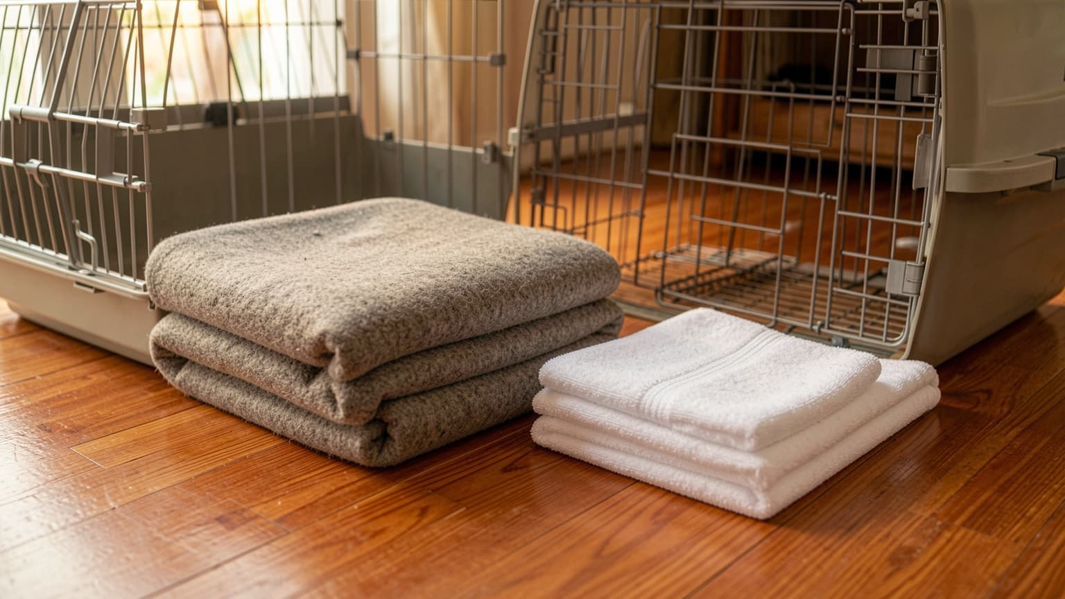 Blanket stretcher prepared for safe emergency transport when a dog is not moving but still breathing.